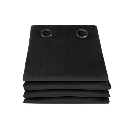 Rideau 3-en-1 Phonique Thermique Occultant Velours Venise Noir MC710