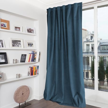Rideau 100% Occultant Velours Venise Bleu Air Force MC56