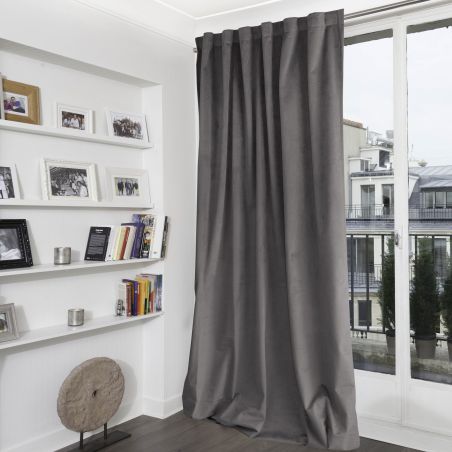 Rideau 100% Occultant Velours Venise Gris Stratus MC09