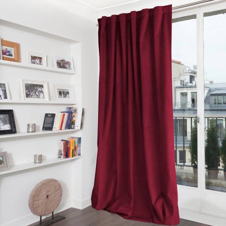 Rideau 100% Occultant Velours Venise Rouge Groseille MC214