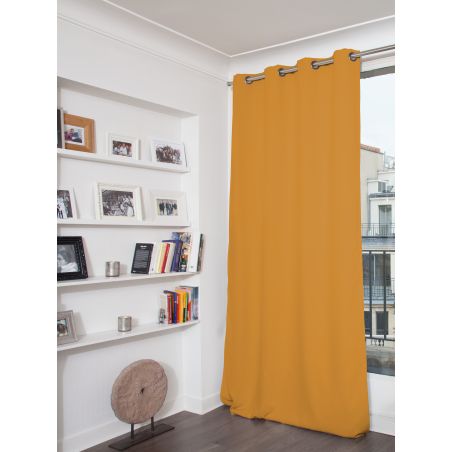 Rideau 3-en-1 Phonique Thermique Occultant Jaune Ocre MC215