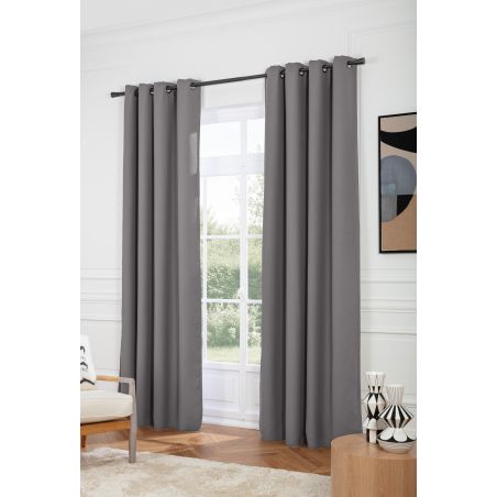 Verdunkelungsvorhang Baumwoll-Optik Grau MC09